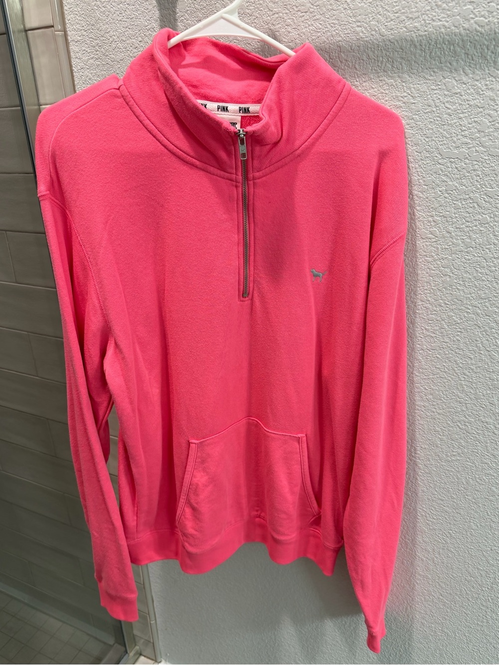 PINK Victoria's Secret Hot Pink Half-Zip Pullover Sweater
